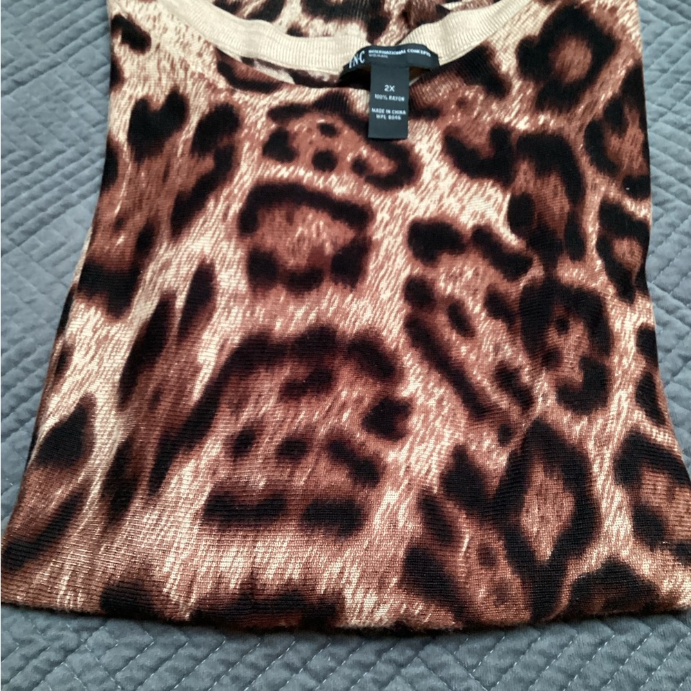 INC sweater dolman sleeve, animal print, size 2X. 206